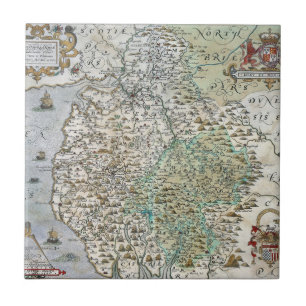 Westmorlandおよびカンバーランド 1576年の地図 タイル