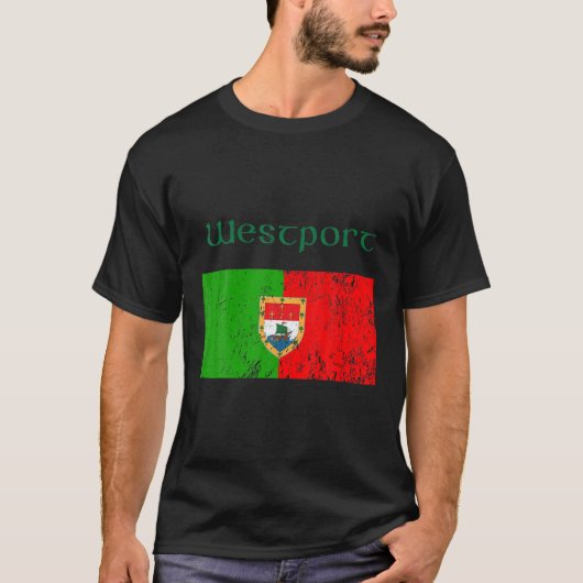 Westport, County Mayo Shamrock Ireland Flag, Craic Tシャツ (正面)
