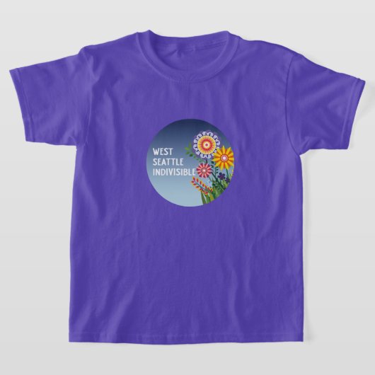 WestSeattleIndivisible Kids Purple Flower t-shirt Tシャツ (レイダウン)
