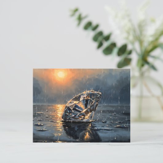 Wet Diamond - Impressionism Style Melancholy Art ポストカード (スタンド正面)