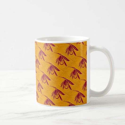 "Wet Fly Magenta on 金ゴールド"タイル張りマスFly Mug コーヒーマグカップ (右)