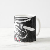 "Wet Fly on black"マスクラシックフライマグ コーヒーマグカップ (正面右)