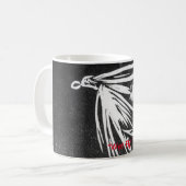 "Wet Fly on black"マスクラシックフライマグ コーヒーマグカップ (正面左)