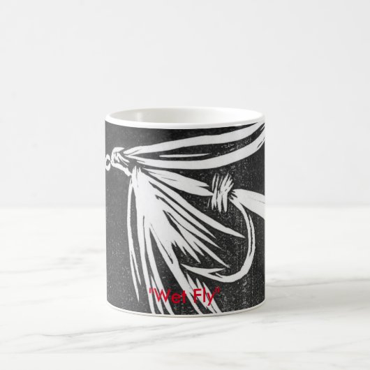 "Wet Fly on black"マスクラシックフライマグ コーヒーマグカップ (中央)