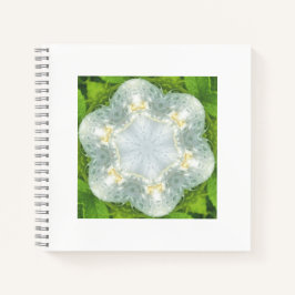 Wet White Wild Rose - Mandala green - by ID AD Art ノートブック