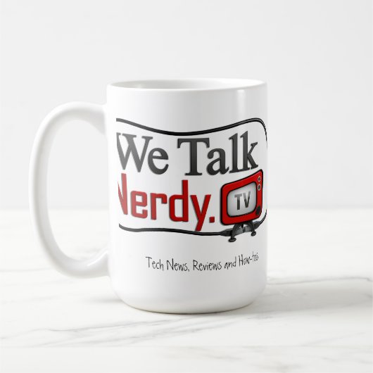 WeTalkNerdy.tvのロゴのマグ コーヒーマグカップ (左)