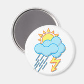 Wetter Sonne Regen Blitze weather sun rain マグネット (正面/裏面)