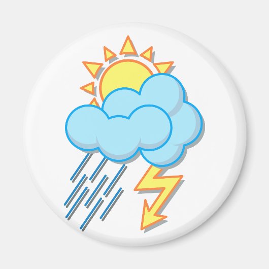 Wetter Sonne Regen Blitze weather sun rain マグネット (正面)