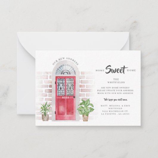 Weve移動した水の色の赤いドア移動の発表 ノートカード (正面)