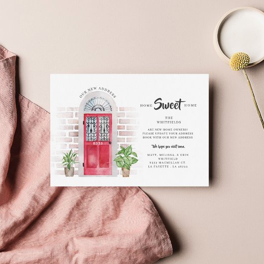 Weve移動した水の色の赤いドア移動の発表 ノートカード