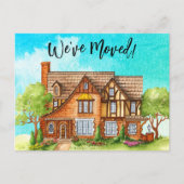 Weve移動した水色のコテージ移動のお知らせ ポストカード (正面)