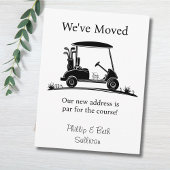 We've Moved Black Silhouette Golf Cart 案内ポストカード
