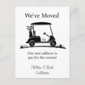 We've Moved Black Silhouette Golf Cart 案内ポストカード (正面)