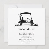 We've Moved Black Silhouette Golf Cart 案内状 (正面)
