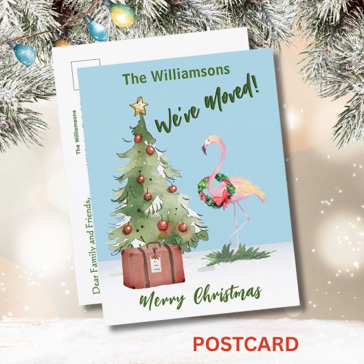 We've Moved Budget Reindeer Christmas Tree 案内ポストカード