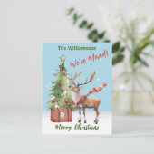 We've Moved Budget Reindeer Christmas Tree 案内ポストカード (スタンド正面)