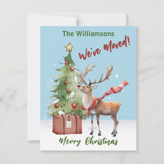 We've Moved Budget Reindeer Christmas Tree 案内状 (正面)