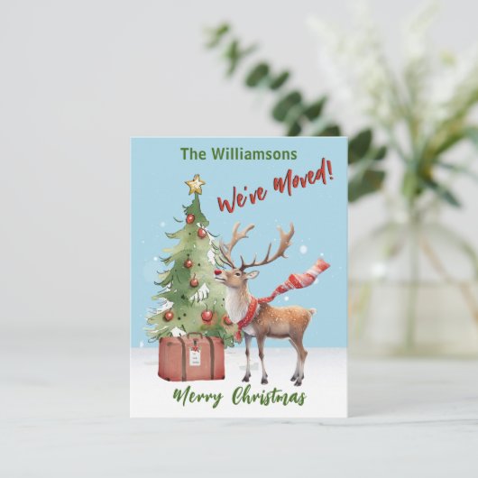 We've Moved Budget Reindeer Christmas Tree 案内状 (スタンド正面)