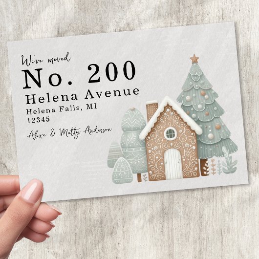 We've Moved Change of Address Festive Gingerbread  案内状