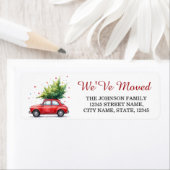 We've Moved Christmas Car Tree Holiday Moving ラベル (インサイチュ)