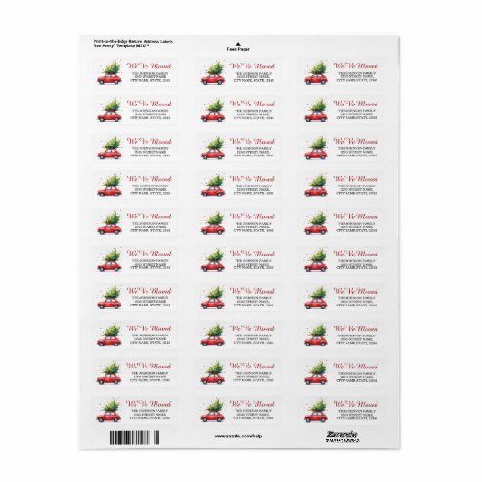 We've Moved Christmas Car Tree Holiday Moving ラベル (フルシート)