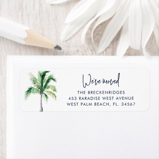 We've Moved Coastal Palm Tree Return Address ラベル (インサイチュ)