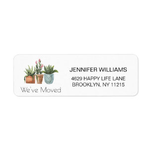 We've Moved Cute Houseplant Change of Address ラベル