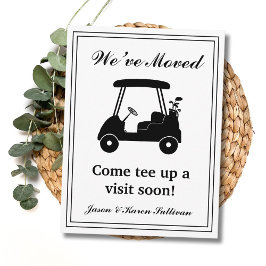 We've Moved Elegant Golf Cart Silhouette New Home ポストカード