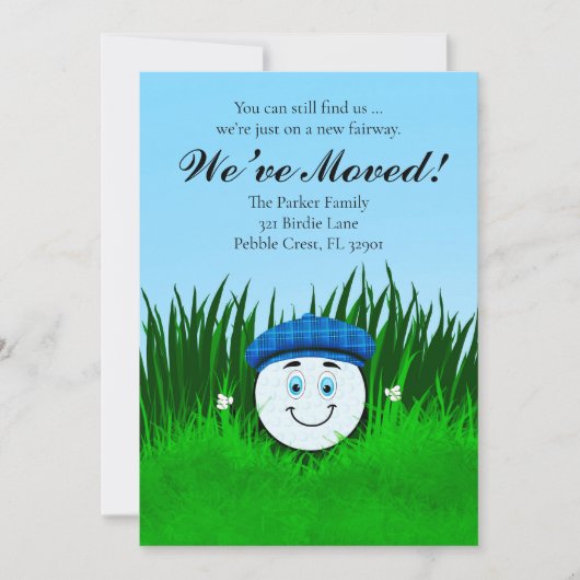 We've Moved Funny Golf Ball in Rough Personalized 案内状 (正面)