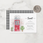 Weve Moved Gingham Red Door Moving Announcement ノートカード (正面/裏面インサイチュ)