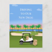 We've Moved Golf Cart By the Ocean New Address 案内ポストカード (正面)