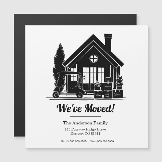 We've Moved! Golf Cart Parked at House Silhouette (正面/裏面)