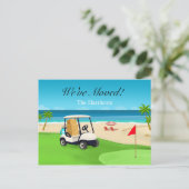 We've Moved Golf Course Beach Moving Announcement ポストカード (スタンド正面)