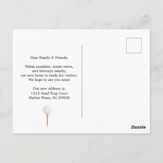 We've Moved Golf Course Beach Moving Announcement ポストカード (裏面)