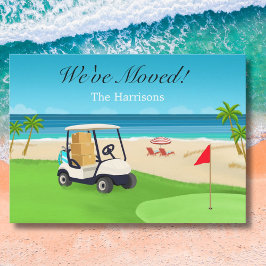 We've Moved Golf Course Beach Moving Announcement ポストカード