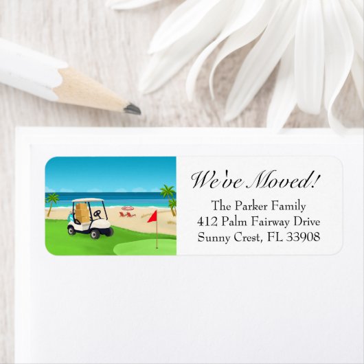 We've Moved Golf Course Beach Moving Announcement ラベル (インサイチュ)