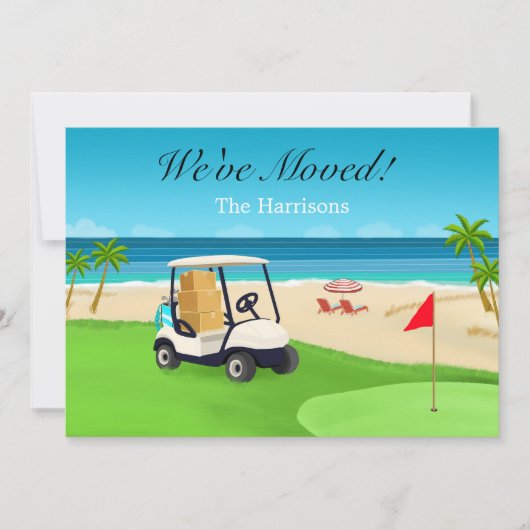 We've Moved Golf Course Beach Moving Announcement 案内状 (正面)