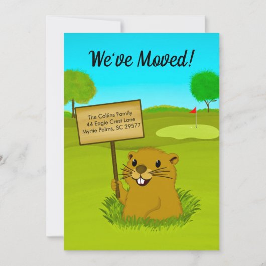 We've Moved Gopher on Golf Course Announcement  案内状 (正面)