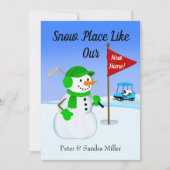 We've Moved Snowman Golfer Announcement  案内状 (正面)