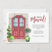 Weve Moved Water Color Red Doorの発表 招待状 (正面)