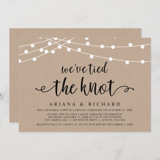 We've tied the knot, Intimate Wedding Celebration 招待状 (正面/裏面)