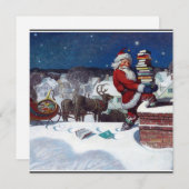 Weyeth – クリスマスのために本を配達するサンタ シーズンカード (正面/裏面)