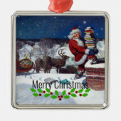 Weyeth - Santa Delivering Books for Christmas メタルオーナメント (正面)