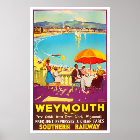 Weymouth Englandヴィンテージ旅行ポスター ポスター (正面)