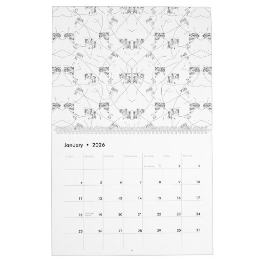 whの組み合わせを示す視覚的に魅力的なデザイン カレンダー (1月 2026)