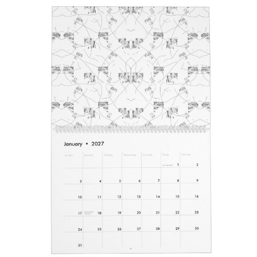 whの組み合わせを示す視覚的に魅力的なデザイン カレンダー (1月 2027)