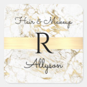 Wh/金ゴールド大理石プロモーションバス、DIYネームイニシャルサービス スクエアシール (正面)