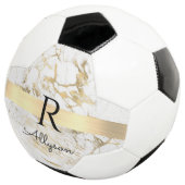Wh & 金ゴールド大理石金ゴールドバー, DIYブラックネームモノグラム サッカーボール (3/4)