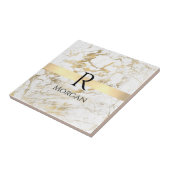 Wh & 金ゴールド大理石金ゴールドバー, DIYブラックネームモノグラム タイル (側面)