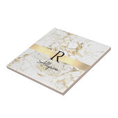 Wh & 金ゴールド大理石金ゴールドバー, DIYブラックネームモノグラム タイル (側面)